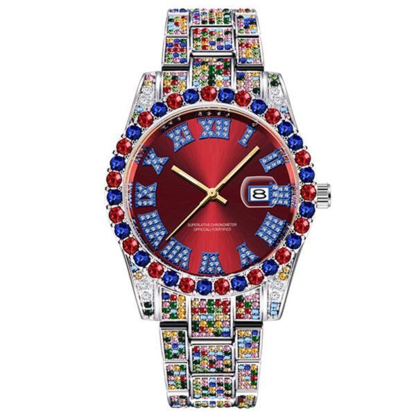 Hip Hop Men Fashion Color Full Diamond Date Quartz Watches - Image 7