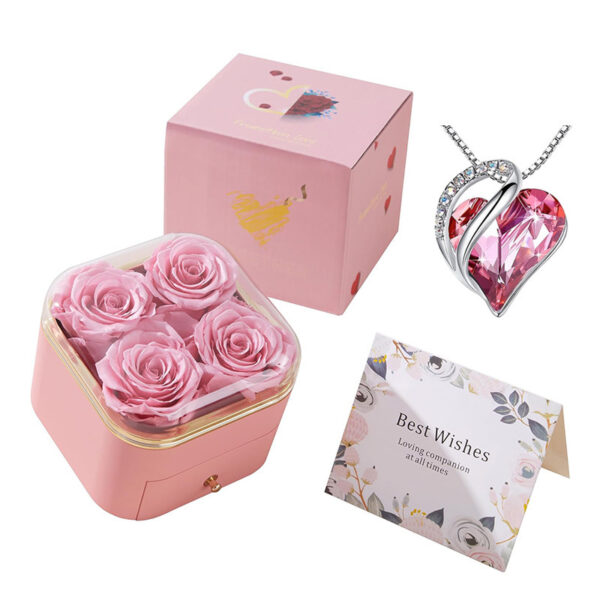 Valentines Day Rose Flower Drawer Jewelry Box Earrings Ring Necklace Storage Valentine's Day Gift Box Romantic Jewelry Packaging Box - Image 3