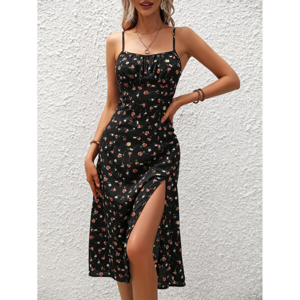 New Polka Dot Print Suspender Dress Summer Sexy Slit Long Dresses For Womens Clothing - Image 2