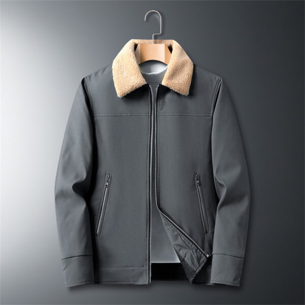 Men's Coat New Casual Fleece Jacket Stand Collar - Image 5