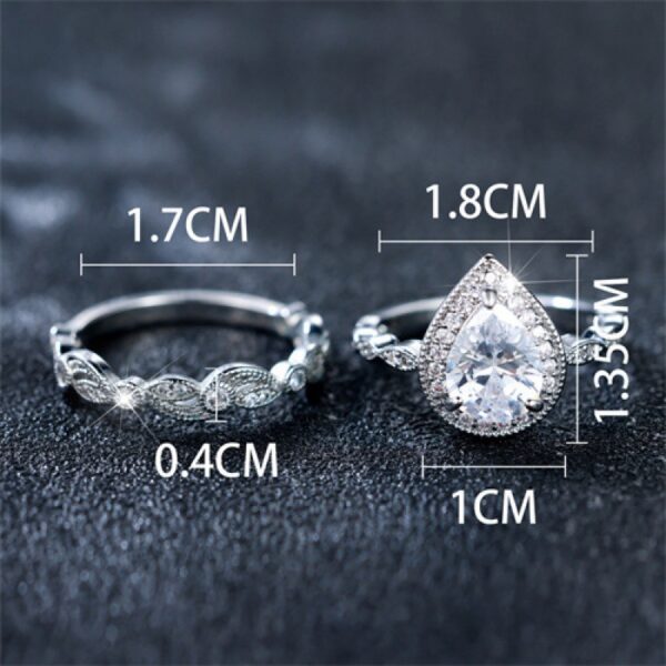 Light Luxury All Match Water Drop Shape Ladies Ring Set - Image 5