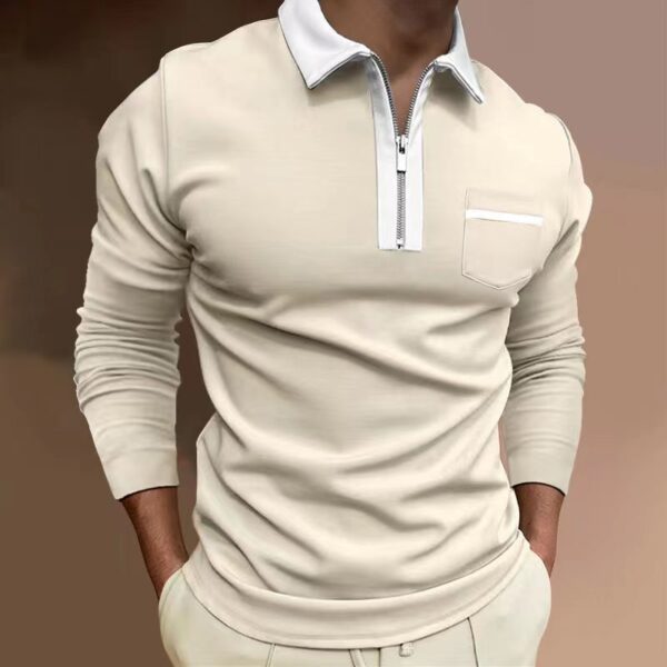 Fashion Slim Fit Pocket Long Sleeve Men's T-shirt - Image 4