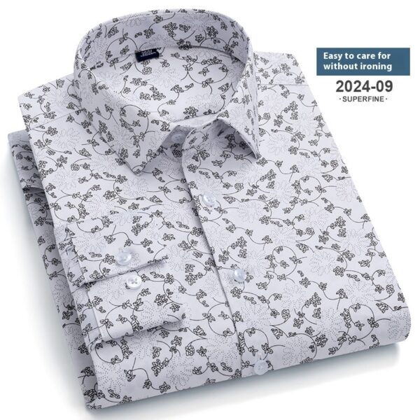 Spring And Autumn Fashion Floral Youth Men's Long-sleeved Shirt - Image 5