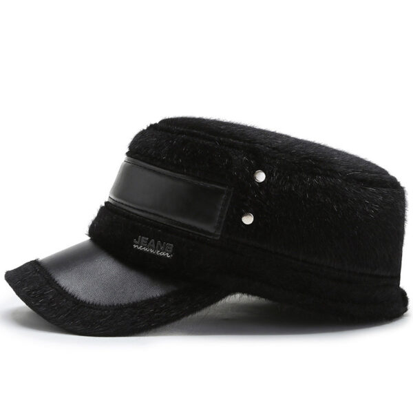 Fleece-lined Earflaps Mink-like Flat-top Cap Leisure Cold-proof Thermal Cotton Hat - Image 5