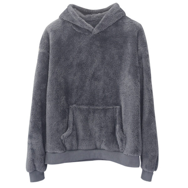 Double-sided Velvet Hooded Sweater Men's Plush Sweatshirt With Pockets - Image 5