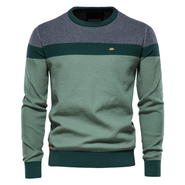 Pattern Stitching Long Sleeved Men's Sweater