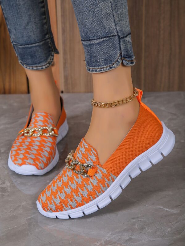 Casual Houndstooth Print Chain Mesh Shoes Summer Walking Sports Flat Shoes Women Breathable Loafers - Image 7