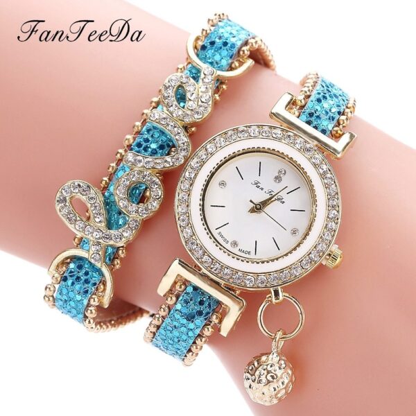 FanTeeDa Brand Women Bracelet Watches Ladies Watch Rhinestones Clock Womens Fashion Dress Wristwatch Relogio Feminino Gift - Image 2