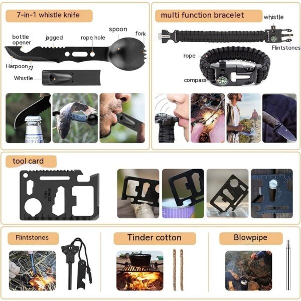 Outdoor Camping Supplies Equipment Multifunctional Outdoor Survival Emergency Kit Tool Suit - Image 5