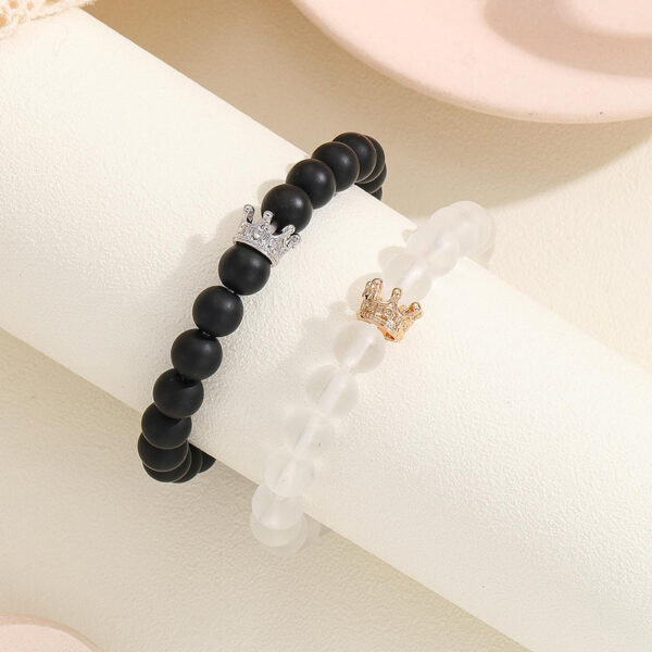 Fashion Jewelry 2pcs Handmade Crown Beaded Charms Bracelet Luminou Heart Glow In The Dark Couple Bracelet For Lover Men Women Fluorescent Gift - Image 9