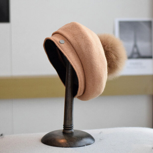 Autumn And Winter Wild Flanging Wool Beret Women - Image 10