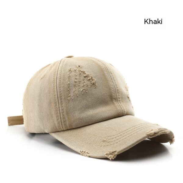 Men's And Women's Fashion Wash Ripped Denim Peaked Hat - Image 3