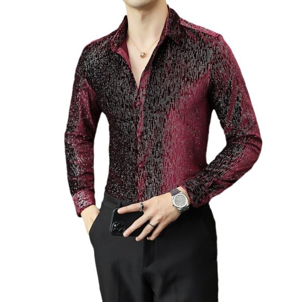 Fashion Personality Slim Fit Glossy Shirt For Men - Image 3