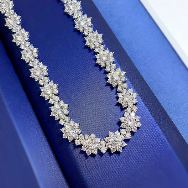 925 Silver High Carbon Diamond Sunflower Collarbone Chain - Image 5