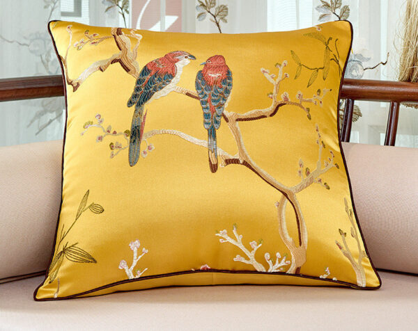 Chinese Throw Pillow Flower And Bird Jacquard Style Chair Cushion Cushion - Image 8