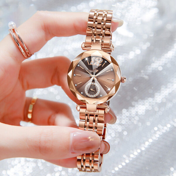 Women's Fashionable Multi-pronged Gradient Glass With Diamond Face Watch - Image 5