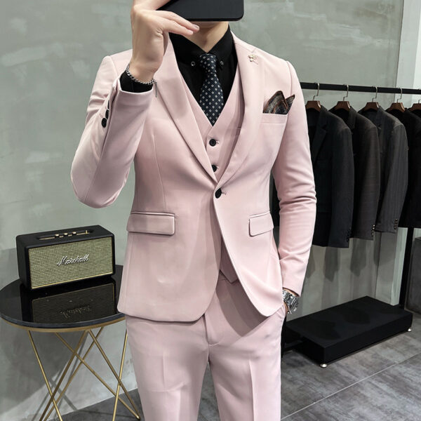 Men's Three-piece Suit Korean Style One Button - Image 7