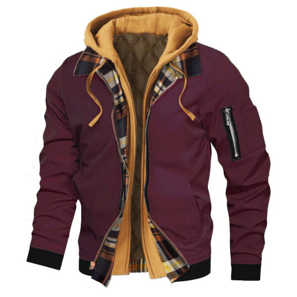 Autumn And Winter Thick Plus Size Men's Solid Color Hooded Jacket - Image 2