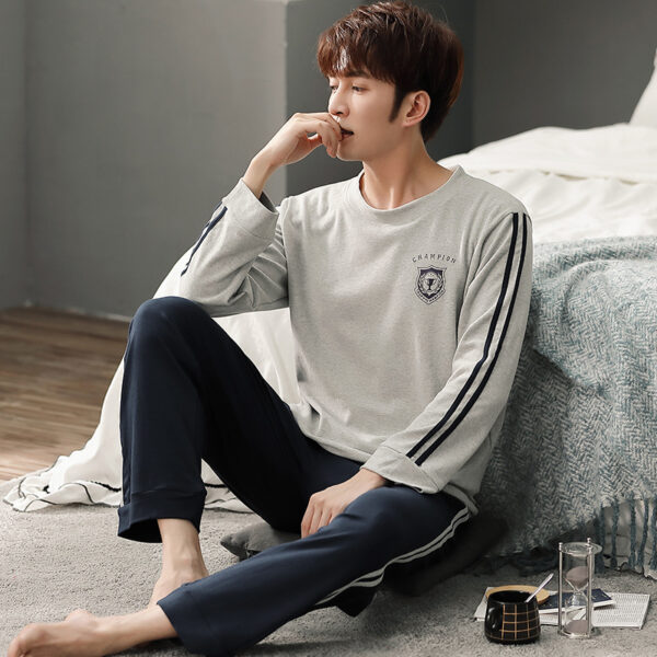 Pajamas Men's Cotton Long Sleeve - Image 8