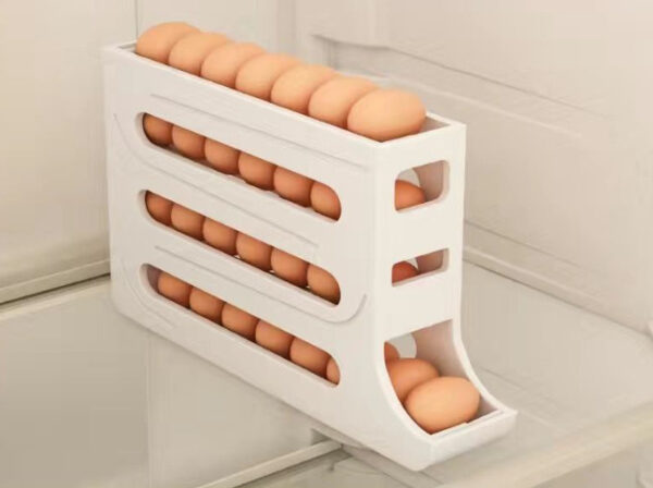 Refrigerator 4-Layer Automatic Egg Roller Sliding Egg Tray Refrigerator Side Door Large Capacity Holder Egg Storage Box Kitchen Gadgets - Image 10