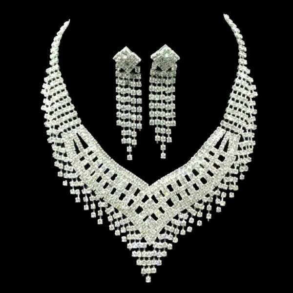 European And American Rhinestone Claw Chain Large Necklace Two-piece Accessories - Image 2