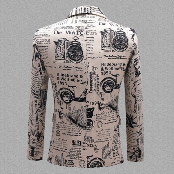 Personality Newspaper Printed Costume For Men - Image 2