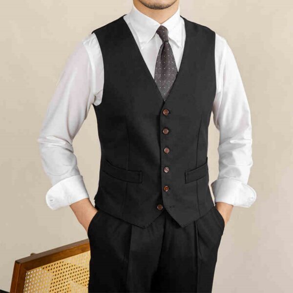 Retro Italian V-neck suit vest - Image 3