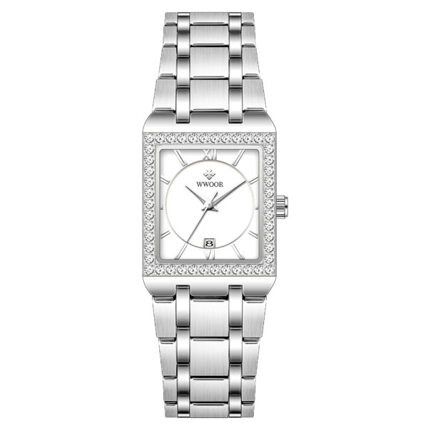 Grip Love Belt Diamond Waterproof Square Steel Band Quartz Women's Watch - Image 7