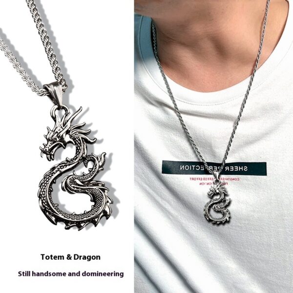 Fashion Jewelry Dragon Sword Pendant Necklace Paved Black Color Jewelry For Men Boy Christmas Gifts - Image 4