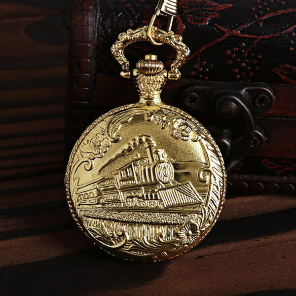 Hollow Train Head Large Classic Version Nostalgic Quartz Pocket Watch - Image 9