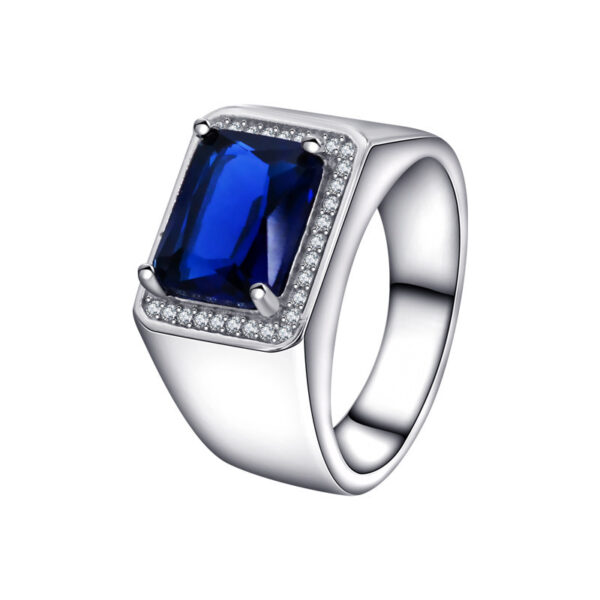 S925 Sterling Silver Fashionable All-match High-grade Blue Gemstone Women's Ring - Image 10