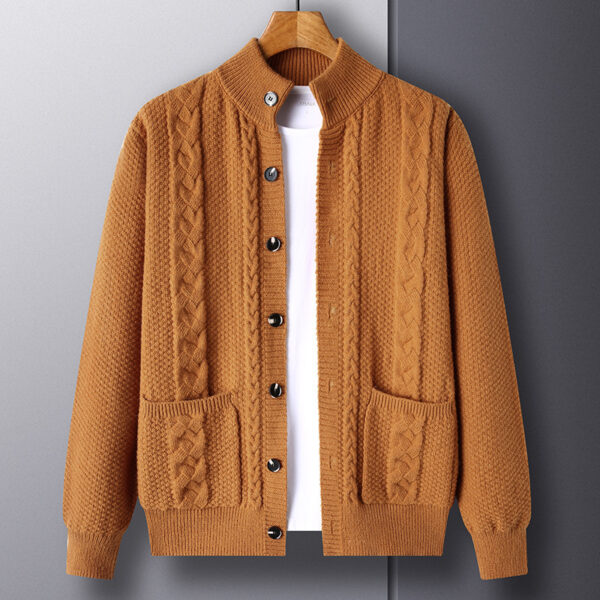 New Single-breasted Sweater With Pockets Fashion Jacquard Loose-fitting Cardigan Men Clothing - Image 4