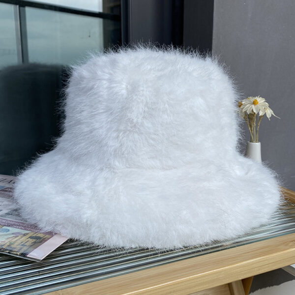 All-match Long Fur Warm Bucket Hat - Image 5