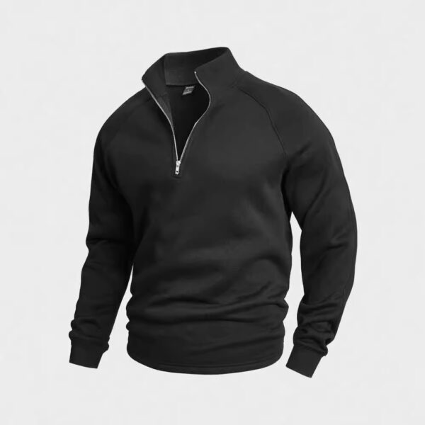 Men's Zipped Stand Collar Fleece Sweater Autumn And Winter - Image 4