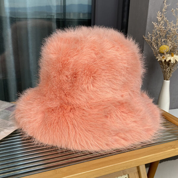 All-match Long Fur Warm Bucket Hat - Image 4