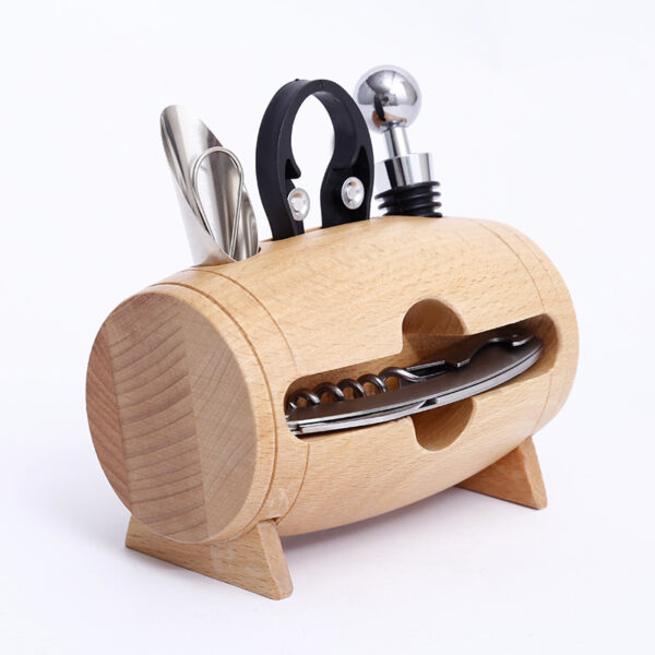 Creativity Wine Corkscrew Set 4 Piece Wooden Swing Stand - Image 6