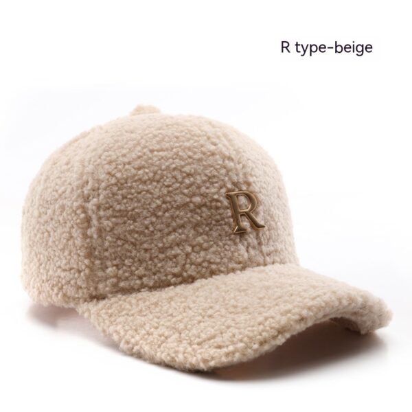 Autumn And Winter Letter R Solid Color Lamb Wool Baseball Cap Outdoor Sun Protection - Image 4