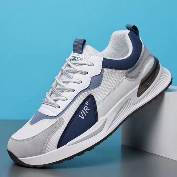 Men's Color Block Mesh Shoes Fashion Casual Lace-up Sneakers Outdoor Breathable Running Sports Shoes - Image 3