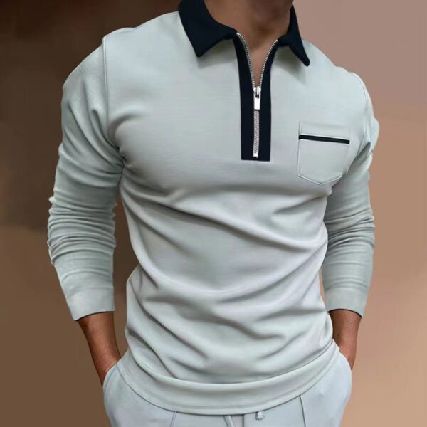 Fashion Slim Fit Pocket Long Sleeve Men's T-shirt - Image 8