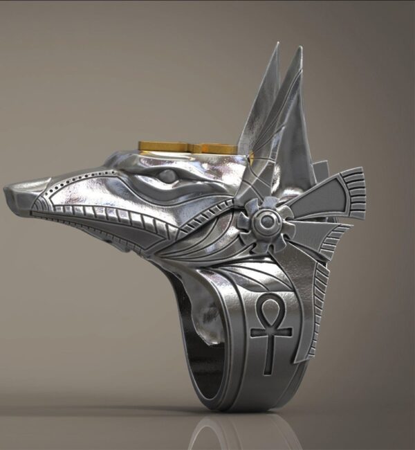 Fashion Men's Retro Anubis Wolf Head Ring - Image 3