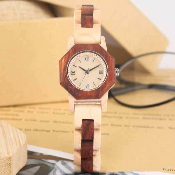 Bracelet Buckle Octagon Face Diamond Ladies Wooden Watch - Image 7