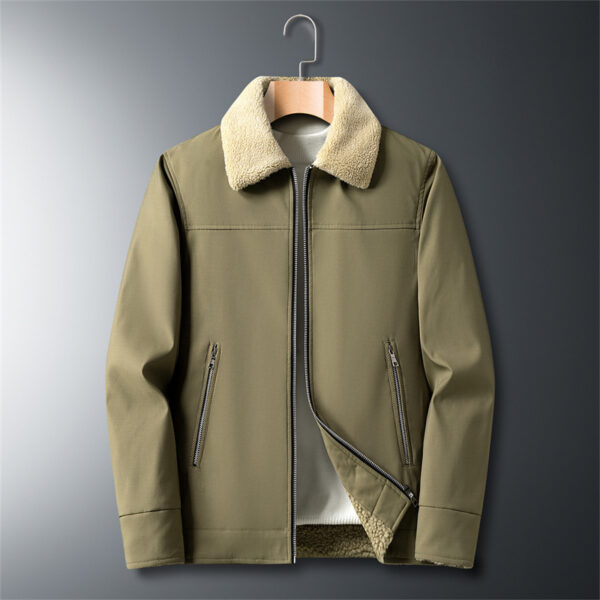 Men's Coat New Casual Fleece Jacket Stand Collar - Image 4