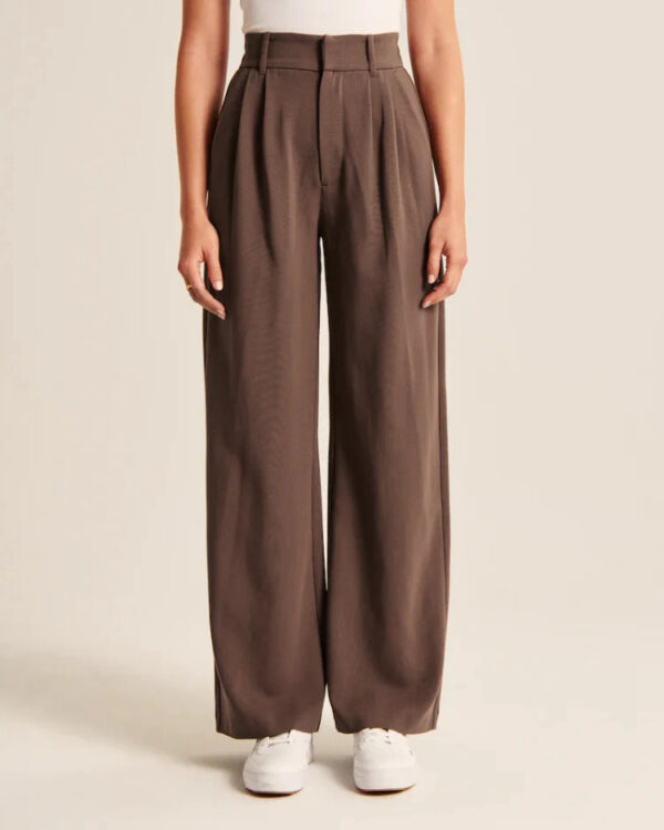 High Waist Straight Trousers With Pockets Wide Leg Casual Pants For Women - Image 2