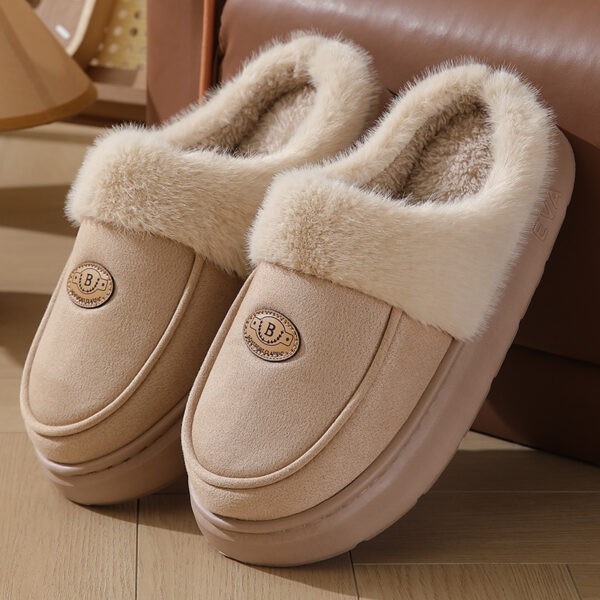 Winter Plush Slippers For Men Casual All-match Warm Suede House Shoes Indoor Non-slip Floor Bedroom Slipper - Image 7