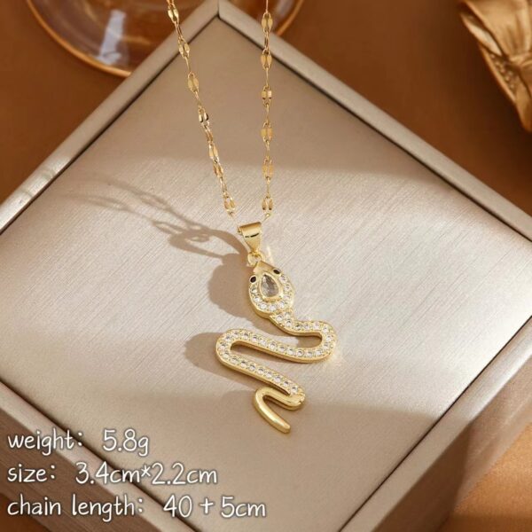 Fashion Personality Snake Necklace With Rhinestone Design Creative Sweater Chain Fall Winter Women's Clavicle Chain Jewelry - Image 4