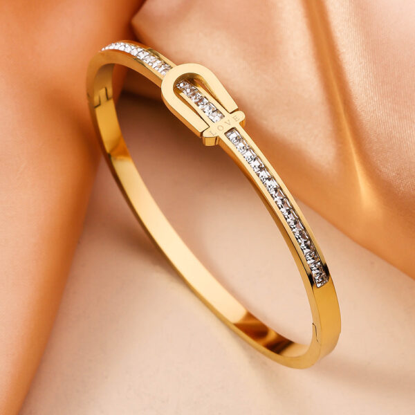 Gold Plating Exquisite Stainless Steel Bracelet Fashion Bracelet & Bangles For Women Lady Jewelry Charm Valentine's Gift - Image 3