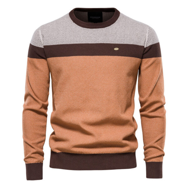 Pattern Stitching Long Sleeved Men's Sweater - Image 2