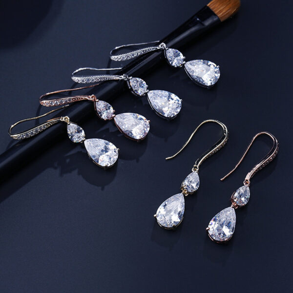 RAKOL Simple Long Exquisite Water Drop Zircon  Female Simple Banquet All-match Earrings - Image 2