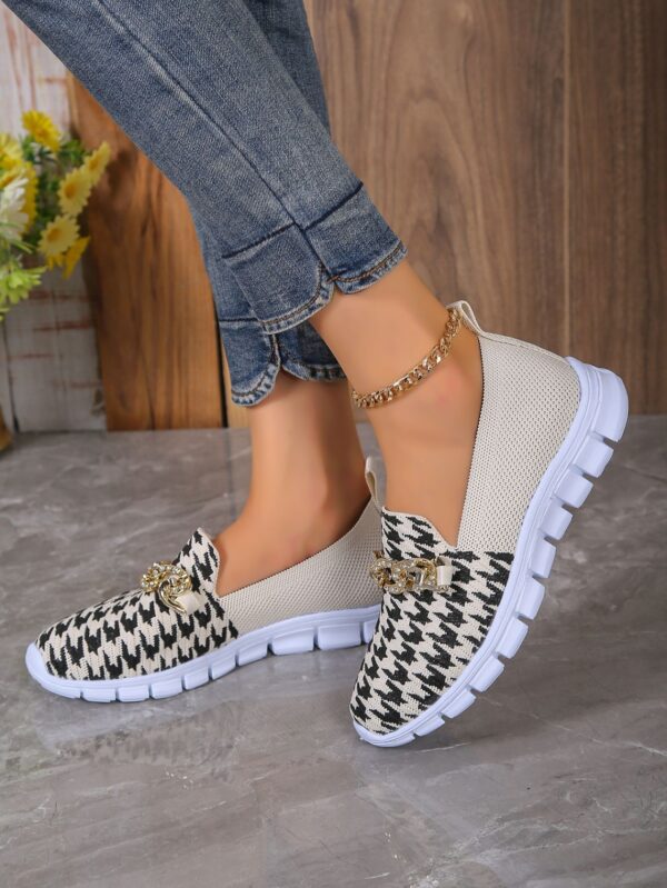 Casual Houndstooth Print Chain Mesh Shoes Summer Walking Sports Flat Shoes Women Breathable Loafers - Image 8