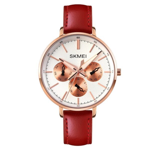 Fashion Six-pin Genuine Leather Women's Retro Round Quartz Watch - Image 9